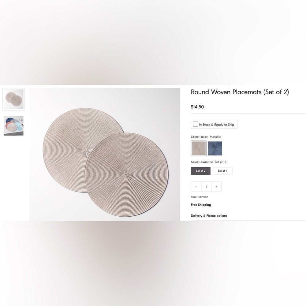 NWT - West Elm - Round Woven Placemats
